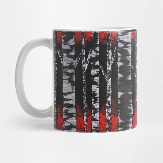 Black Birch Trees with Red Leaves by J&S mason